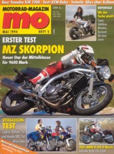 Titelseite: MO 5/1994 – MuZ 60 Skorpion; Yamaha XJR 1200; KTM Duke