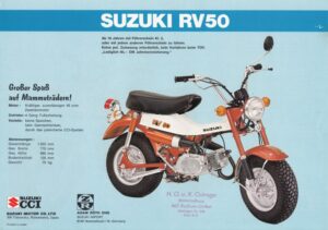 Titelseite: SUZUKI RV 50 / RV 90 + Prospekt flyer + 1 Blatt / 2 Seiten