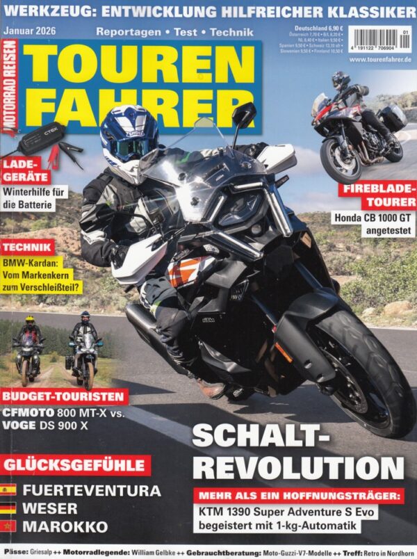 Tourenfahrer 1/2026 – KTM 1390 Super Adventure S Evo; Honda CB 1000 GT