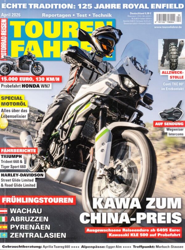 04 Tourenfahrer 4/2026 – Kawasaki KLE 500; Aprilia Tuareg 660