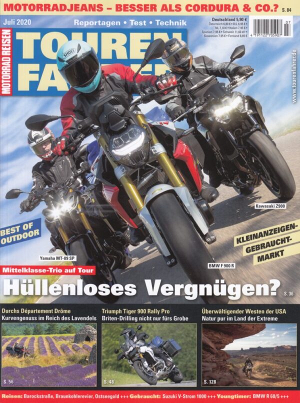 07 Tourenfahrer 7/2020 – Yamaha MT-09 SP; BMW F 900 R; Kawasaki Z900