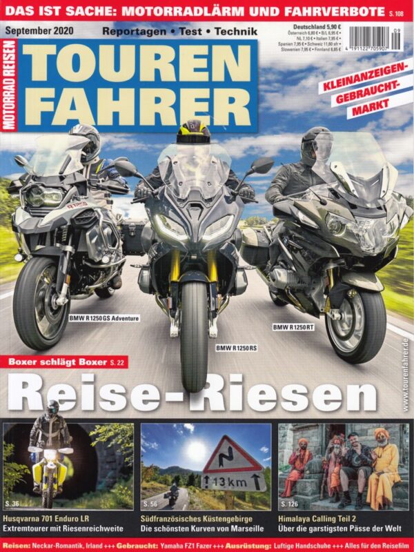 Tourenfahrer 9/2020 – BMW R 1250 GS Adv.; R 1250 RS; R 1250 RT