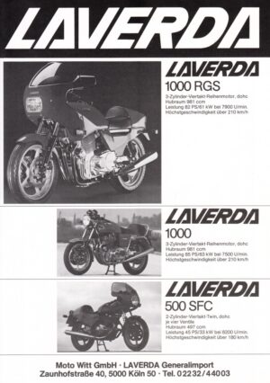 LAVERDA + 1000 / RGS / 500 SFC + Prospekt flyer + 1 Blatt einseitig bedruckt