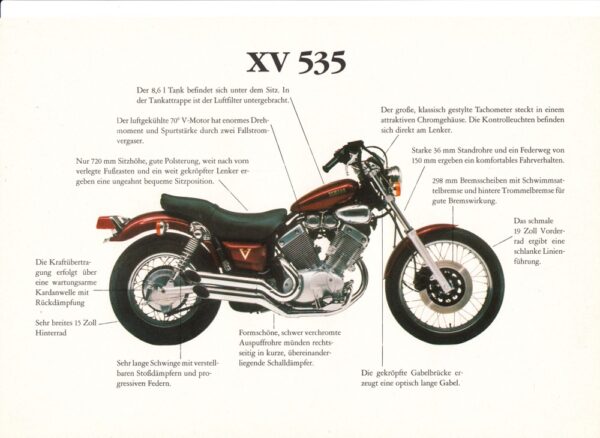 1988 b YAMAHA XV 535 + Prospekt flyer + 1 Blatt / 2 Seiten + aus 1988?