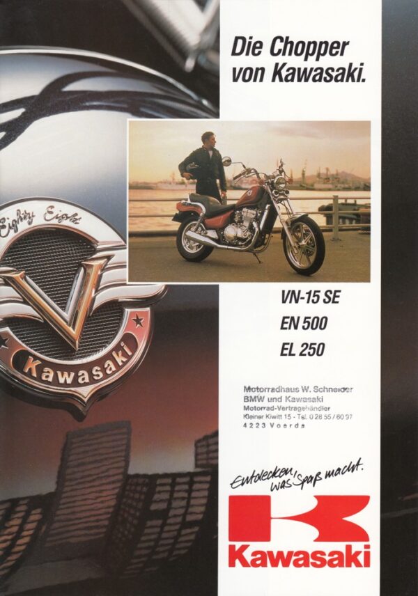 199102 Chopper KAWASAKI VN-15 SE / EN 500 / EL 250 + Prospekt + 14 Seiten + aus 2/1991