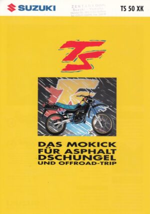 SUZUKI TS 50 XK + Prospekt flyer + 1 Blatt / 2 Seiten + aus 12/1992