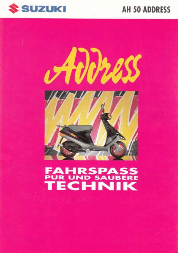 199212 SUZUKI AH 50 Address + Prospekt flyer + 1 Blatt / 2 Seiten +aus 12/1992