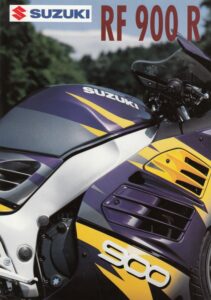 Titelseite: SUZUKI RF 900 R + Prospekt brochure + 4 Seiten