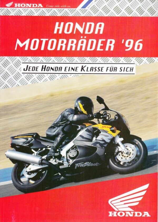 1995 HONDA, Motorrad-Programm 1996 + Prospekt brochure + 12 Seiten