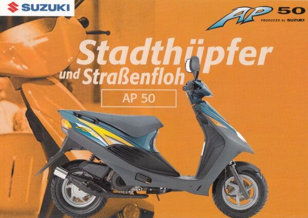 SUZUKI AP 50 + Prospekt flyer + 1 Blatt / 2 Seiten + aus 12/1996