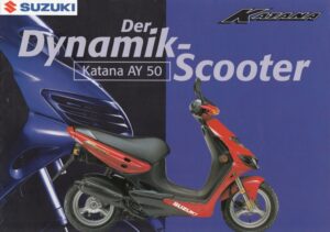 SUZUKI AY 50 Katana + Prospekt brochure + 6 Seiten + aus 2/1997