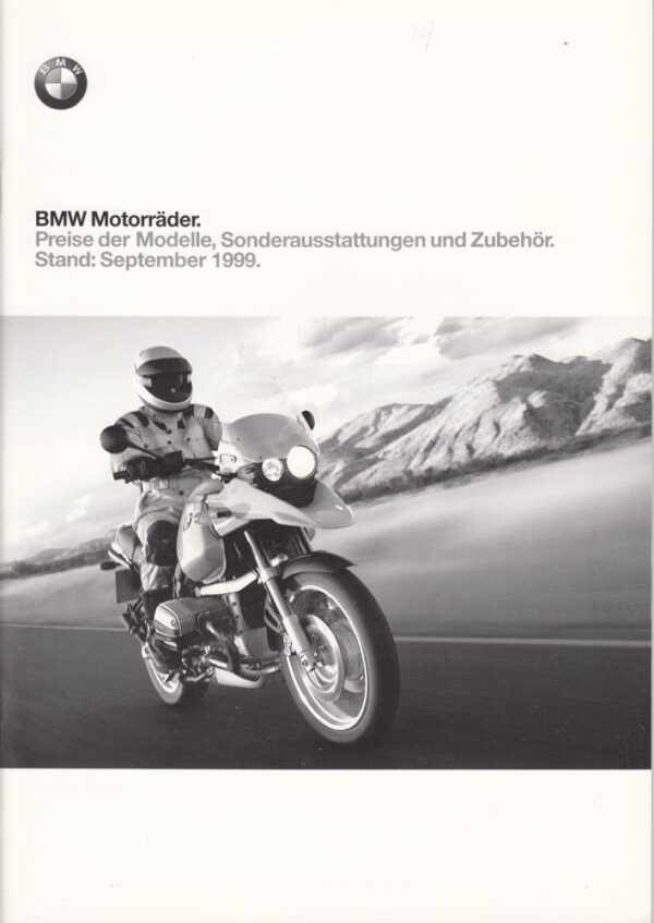 1999 Preise Sonderausstattung Zubehör BMW, Motorräder Modelljahr 1999, Preise Sonderausstattung Zubehör, 42 Seiten