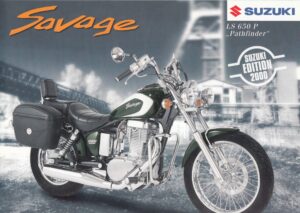 Titelseite: SUZUKI LS 650 Savage + Prospekt flyer + 1 Blatt / 2 Seiten + aus 12/1999