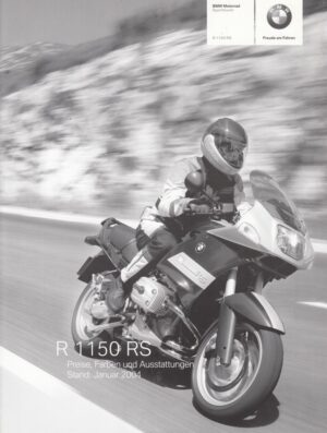 BMW R 1150 RS + Preise Farben + Prospekt brochure + 6 Seiten + aus 11/2003