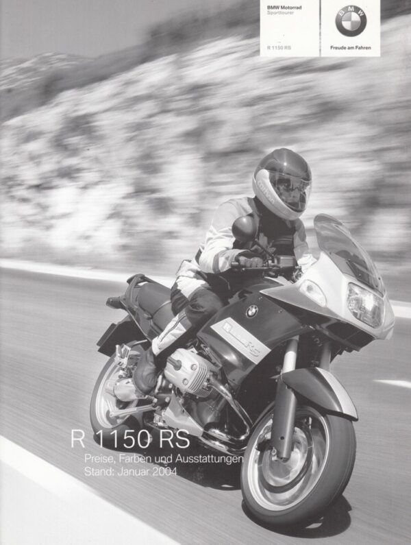 BMW R 1150 RS + Preise Farben + Prospekt brochure + 6 Seiten + aus 11/2003