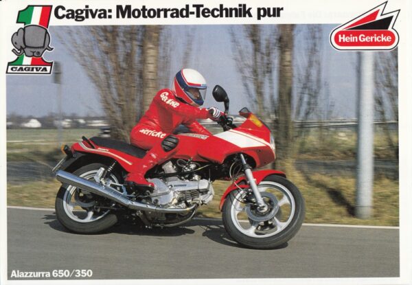 CAGIVA Alazurra 650 / 350 + PROSPEKT flyer + 1 Blatt / 2 Seiten + aus 1984?