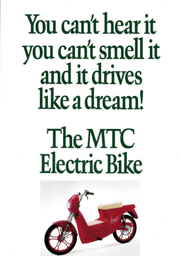 Electric Bike Vidyut Ende 1980er MTC Electric Bike + Prospekt brochure + 4 Seiten