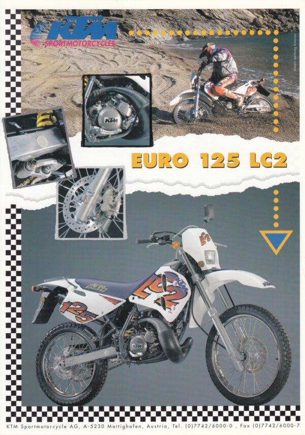 Euro 125 KTM Euro 125 LC2 + Prospekt / flyer + 1 Blatt/ 2 Seiten + aus 1998?