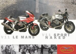 Le Mans 2002 bis MOTO GUZZI V 11 Le Mans / Sport Naked+ Prospekt flyer + 1 Blatt / 2 Seiten