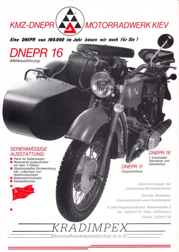 MT11 MT16 _ 2 DNEPR 16 (Militärausführung) und 11 + Prospekt flyer + 1 Blatt / 2 Seiten