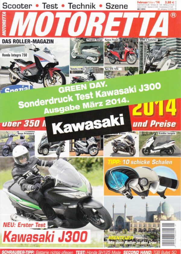 KAWASAKI J 300 + Testbericht + aus MOTORETTA 3/2014 + 8 Seiten