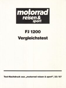 Titelseite: YAMAHA FJ 1200 + im Vergleich mit der SUZUKI GSX 1100 F + 8 Seiten