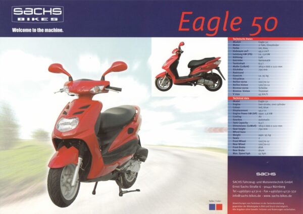 SACHS Eagle 50 + Prospekt brochure + 1 Blatt, einseitig bedruckt
