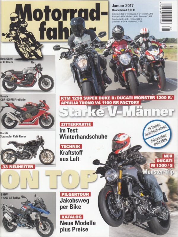 Motorradfahrer Januar 2017 + Ducati Monster 1200, BMW R 1200 RT