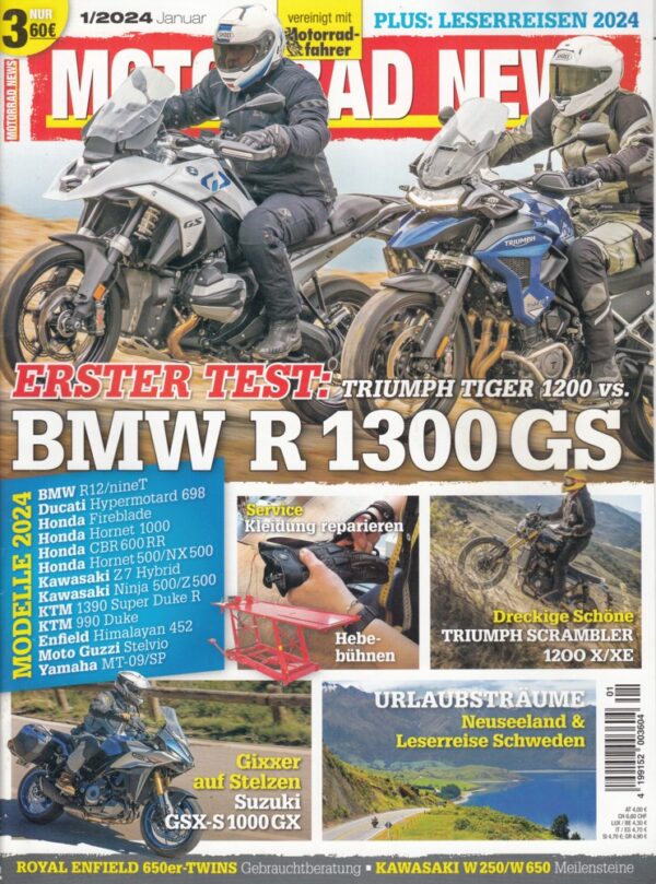 MOTORRAD NEWS 1/2024 – Triumph Tiger 1200 vs. BMW R 1300 GS