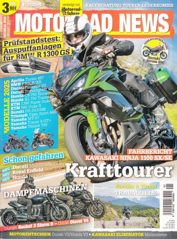 MOTORRAD NEWS 1/2025 – Fahrbericht Kawasaki Ninja 1100 SX/SE