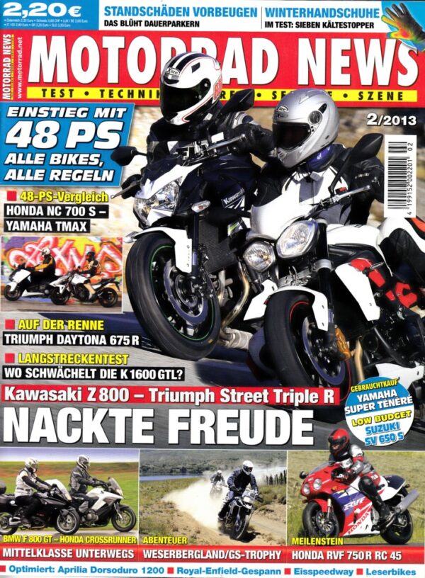 MOTORRAD NEWS 2/2013 – Kawasaki Z 800, Triumph Street Triple R
