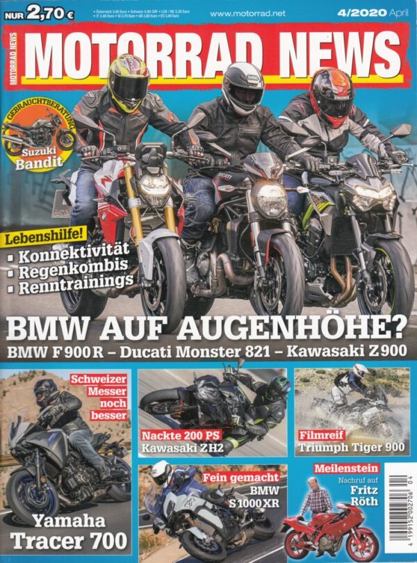 MOTORRAD NEWS 4/2020 – BMW F 900 R, Ducati Monster 821, Kawasaki Z 900
