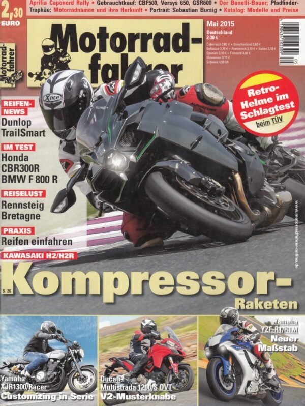 Motorradfahrer Mai 2015 + Kawasaki H2 / H2R + Yamaha YZF-R1/R1M