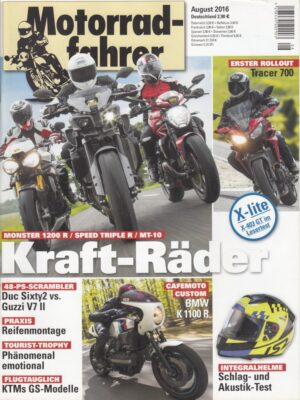 Motorradfahrer August 2016 + Monster 1200 R vs. Speed Triple R vs. MT-10