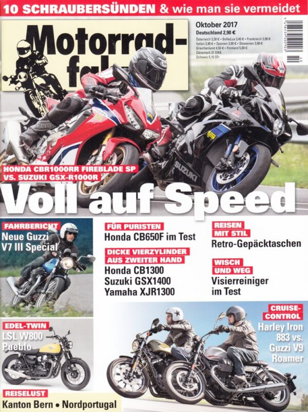 Motorradfahrer Oktober 2017 + Harley-Davidson Iron 883 vs. Moto Guzzi V9 Roamer
