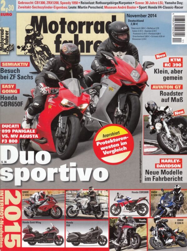 Motorradfahrer November 2014 + Ducati 899 Panigale vs. MV Agusta Agusta F3 800