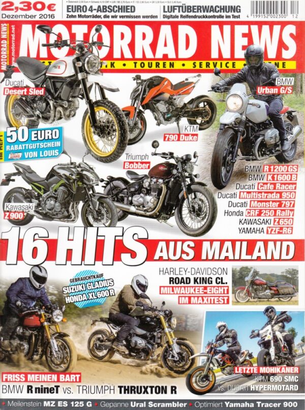 MOTORRAD NEWS 12/2016 – BMW R nineT vs. Triumph Thruxton R