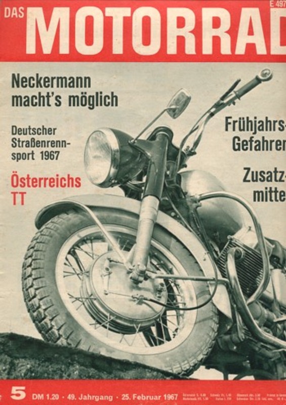 Titelbild: das MOTORRAD 5/1967 – Sachs 100/4 S, Bauarbeiten am Motor, Teil 1
