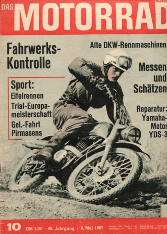 Titelbild: das MOTORRAD 10/1967 – DKW-Gespanne; Yamaha YDS-3, Reparaturarbeiten am Motor