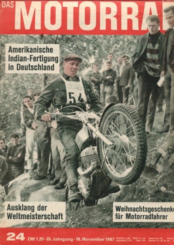 Titelbild: das MOTORRAD 24/1967 – Indian, Fertigung in Deutschland, Klacks berichtet