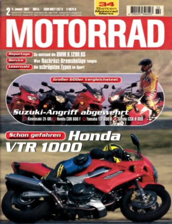 MOTORRAD 2/1997 – Test Aprilia Pegaso 650; Honda VTR 1000 F Firestorm