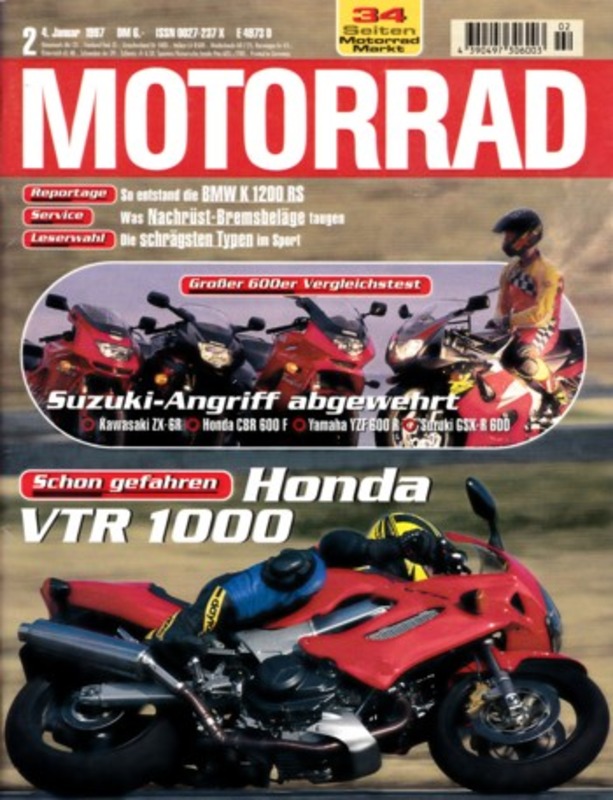 Titelbild: MOTORRAD 2/1997 – Test Aprilia Pegaso 650; Honda VTR 1000 F Firestorm