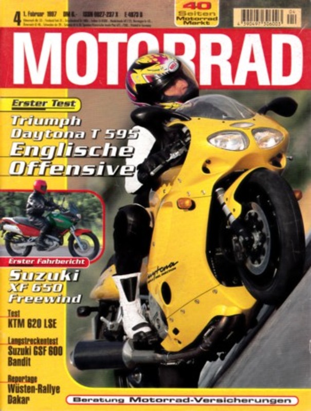 Titelbild: MOTORRAD 4/1997 – Test Triumph Daytona T 595; Dauertest Suzuki GSF 600 Bandit