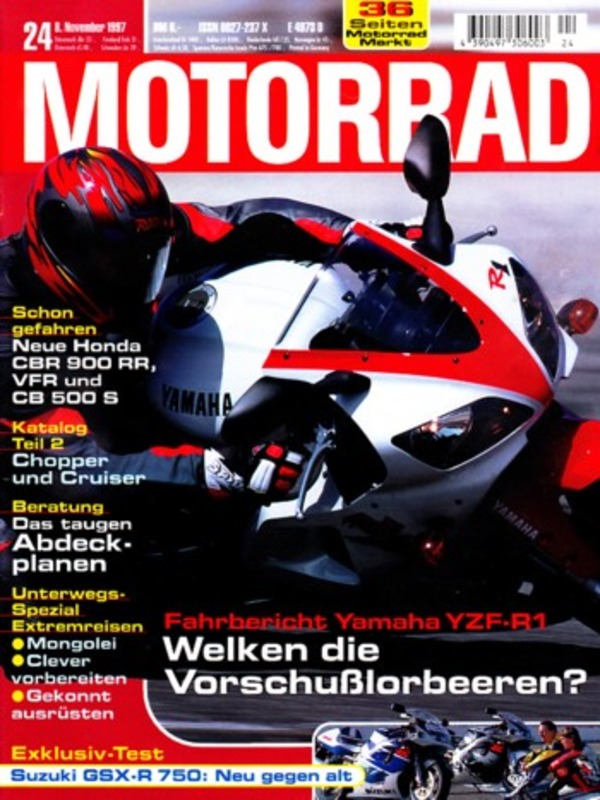 Titelbild: MOTORRAD 24/1997 – Honda CBR 900 RR Fireblade; Honda VFR 800; Yamaha YZF-R1; Suzuki GSX-R 750