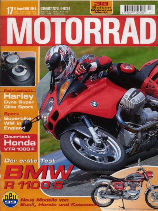 Titelbild: MOTORRAD 17/1998 – Test BMW R 1100 S; Vergleich Honda VT 1100 C3 vs. Kawasaki VN 1500 Classic