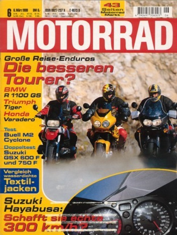 Titelbild: MOTORRAD 6/1999 – BMW R 1100 GS; Honda XL 1000 V Varadero; Triumph Tiger