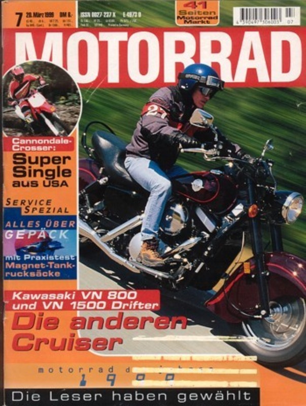 Titelbild: MOTORRAD 7/1999 – Kawasaki VN 800 / 1500 Drifter; Test Yamaha XV 1600 Wild Star