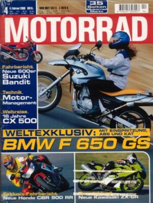 MOTORRAD 4/2000 – Test Honda CBR 900 RR Fireblade; BMW F 650 GS; Kawasaki ZX-6R Ninja