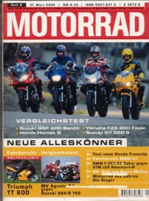 MOTORRAD 8/2000 – Test Triumph TT 600; Test Honda XL 650 V Transalp; BMW C1