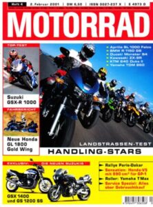Titelseite: MOTORRAD 4/2001 – Top-Test Suzuki GSX-R 1000; Fahrbericht Honda GL 1800 Gold Wing